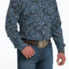 Men's Cinch Paisley Button Down Shirt #MTW1105517NAV